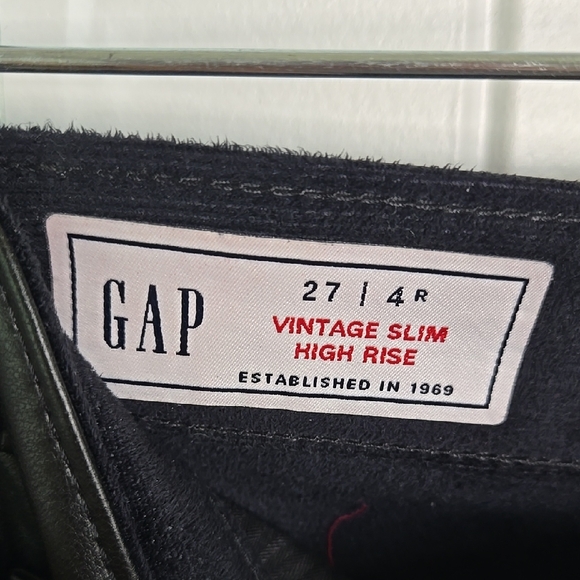 GAP Black Faux Leather Pants High‎ Rise Slim Straight Leg Western Biker Style 27 - Picture 2 of 9